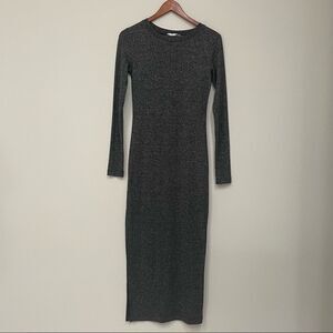 Zara Trafaluc Gray Casual Dress Long Sleeve Bodycon Scoop Neck Size Medium
